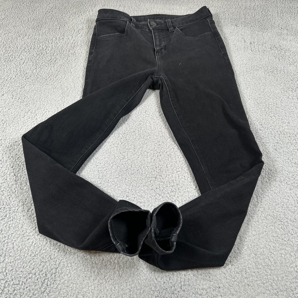 American Eagle Jegging Jeans Womens 6 Black High Rise Skinny Stretch Denim Pants - Picture 3 of 16